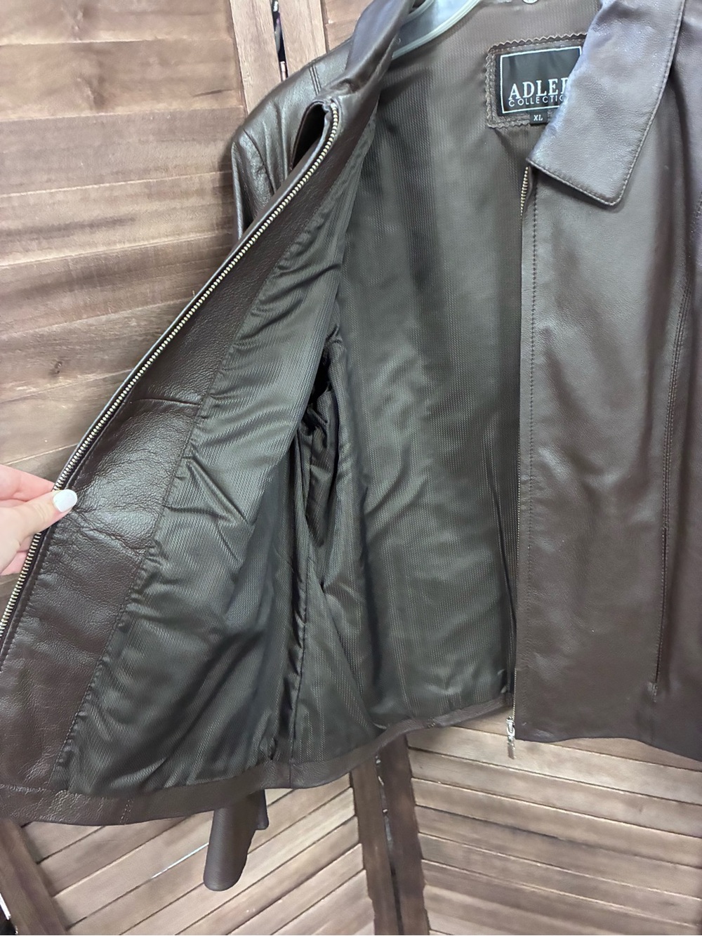 Adler Collection Vintage Women’s Dark Brown Leather Zip Jacket - Picture 3 of 5